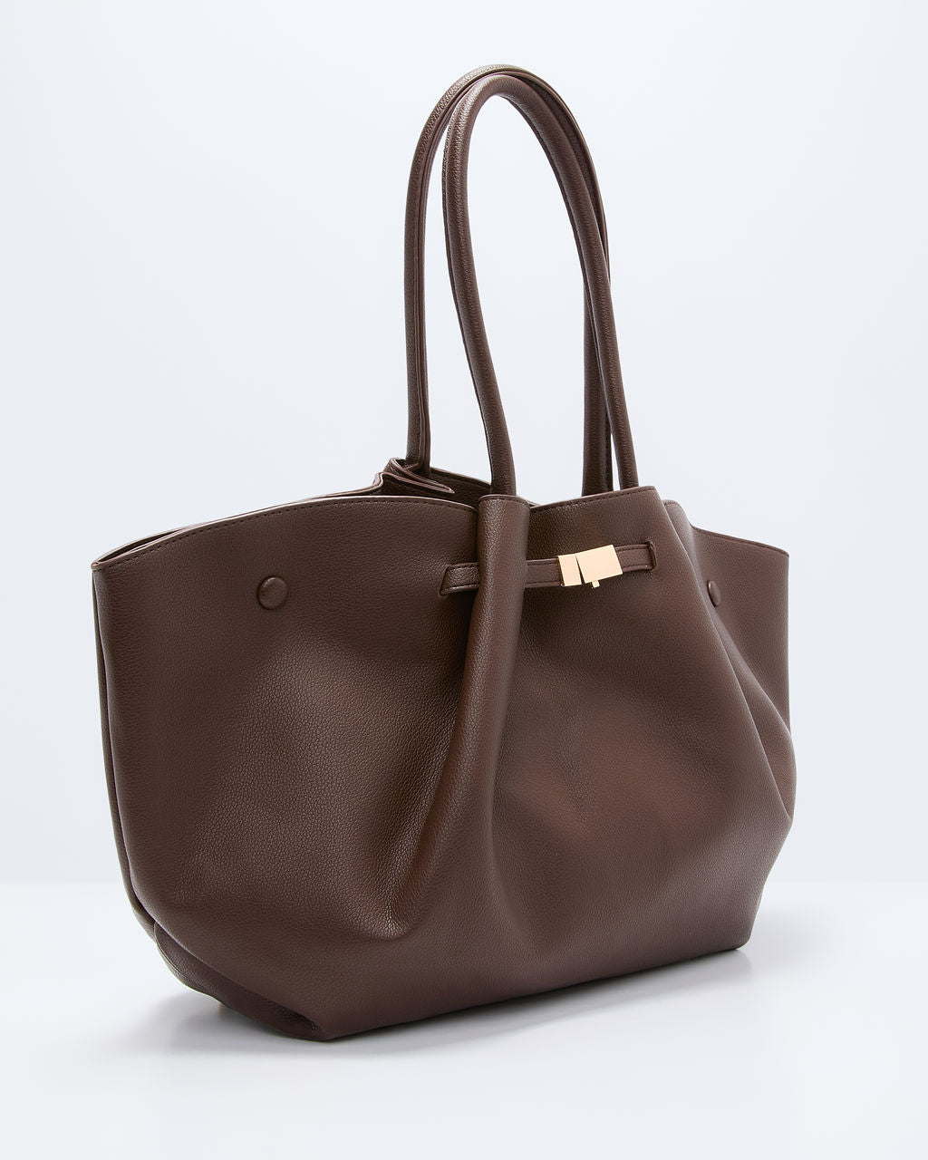 Delena Buckle Faux Leather Tote Bag-Vogue Logic