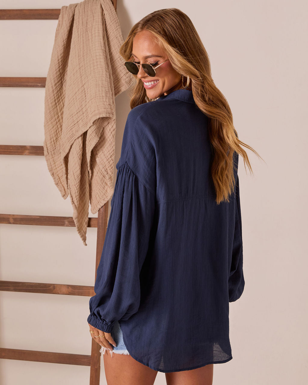 Elowen Balloon Sleeve Button Down Top-Vogue Logic