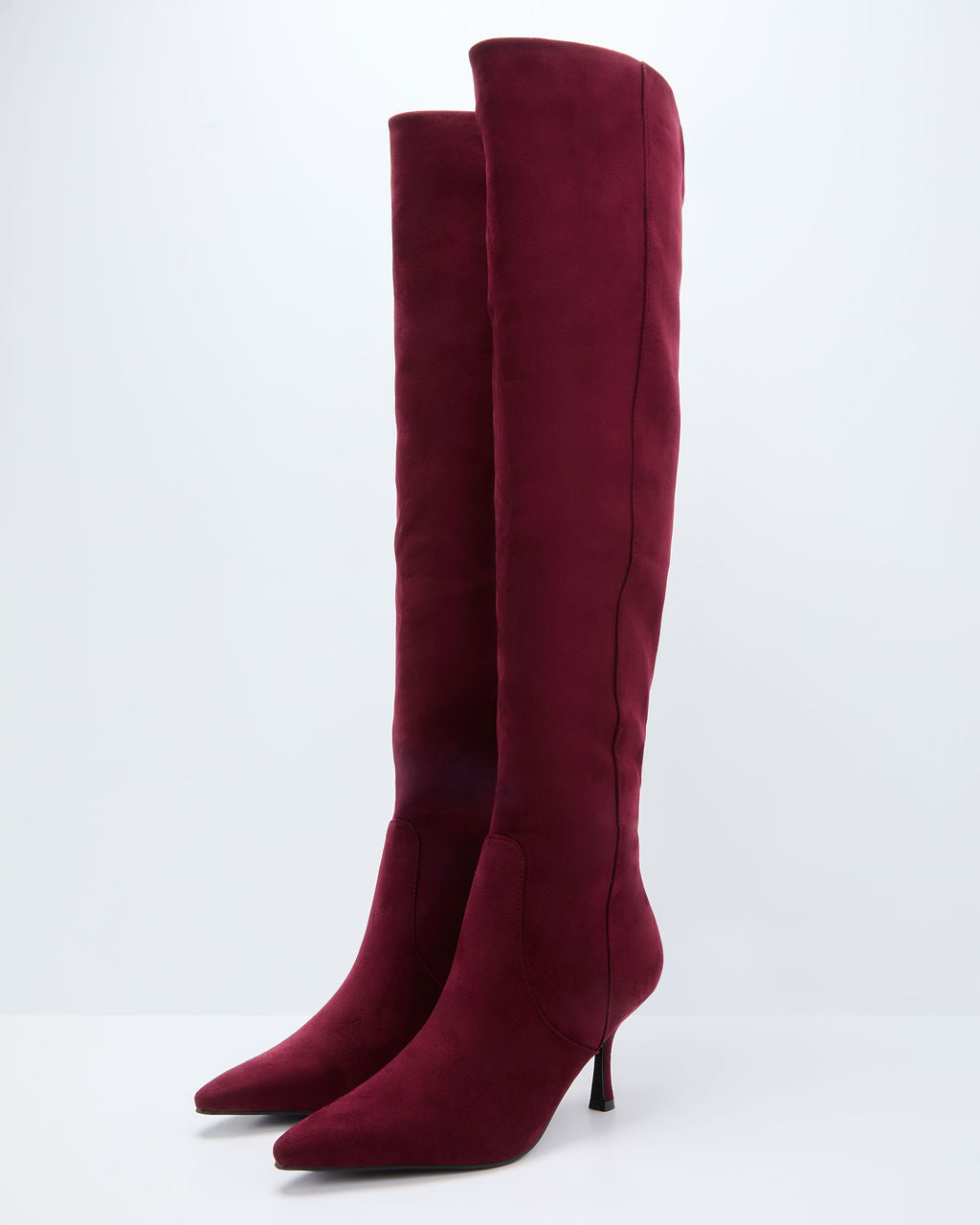 Spiced Garnet Suede Over The Knee Boots-Vogue Logic