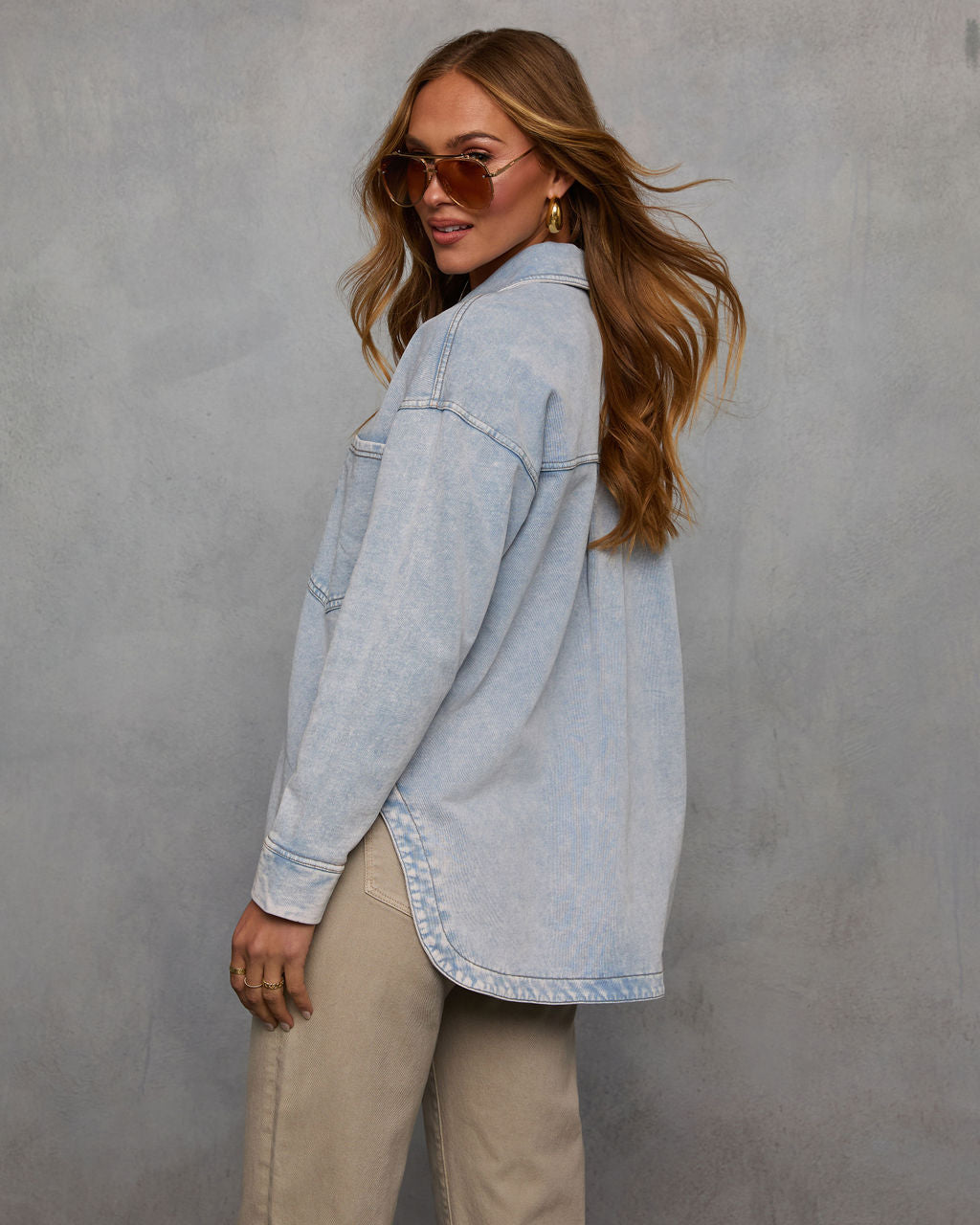 Alvina Collared Chambray Shirt-Vogue Logic