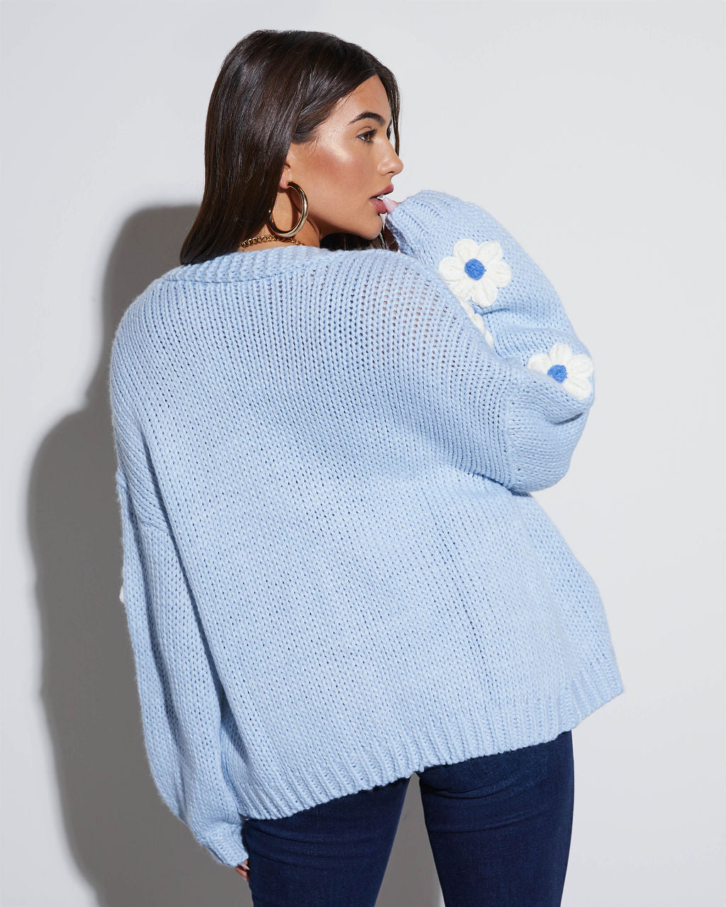 Fallen Daisy Oversized Knit Cardigan-Vogue Logic