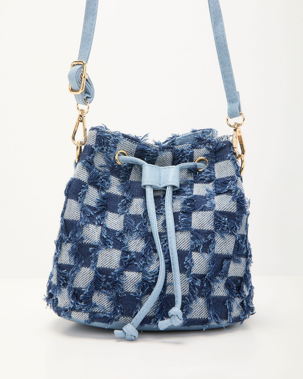 Jolena Checkered Denim Crossbody Bag-Vogue Logic
