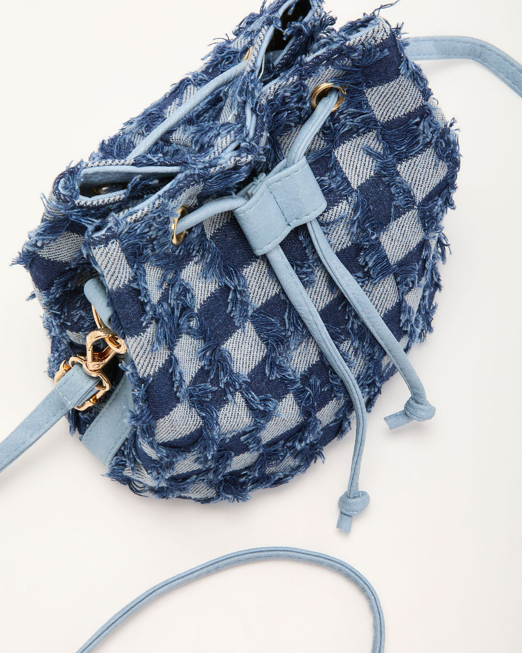 Jolena Checkered Denim Crossbody Bag-Vogue Logic