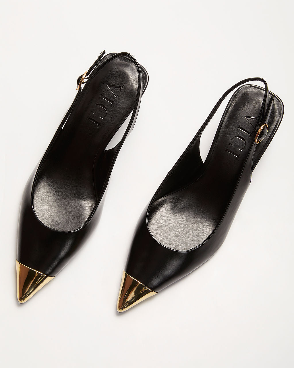 Denzel Metallic Tip Slingback Heels-Vogue Logic