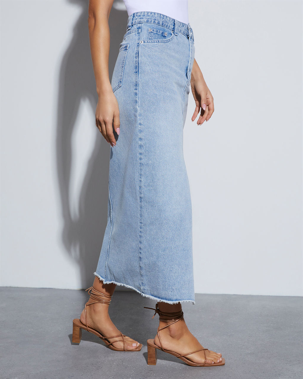 Rizz Denim Midi Skirt-Vogue Logic