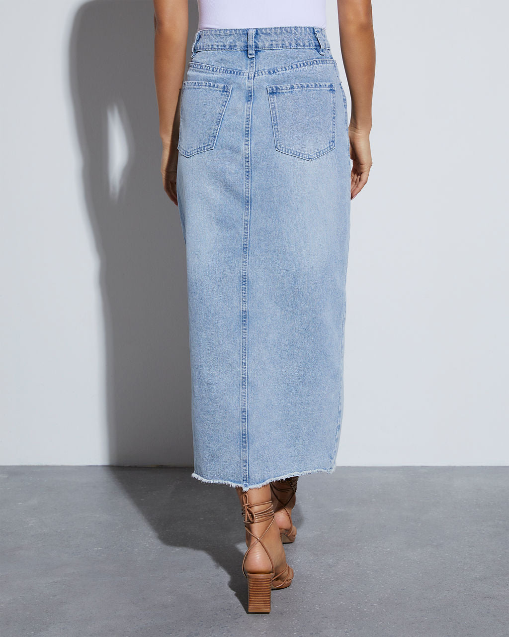 Rizz Denim Midi Skirt-Vogue Logic
