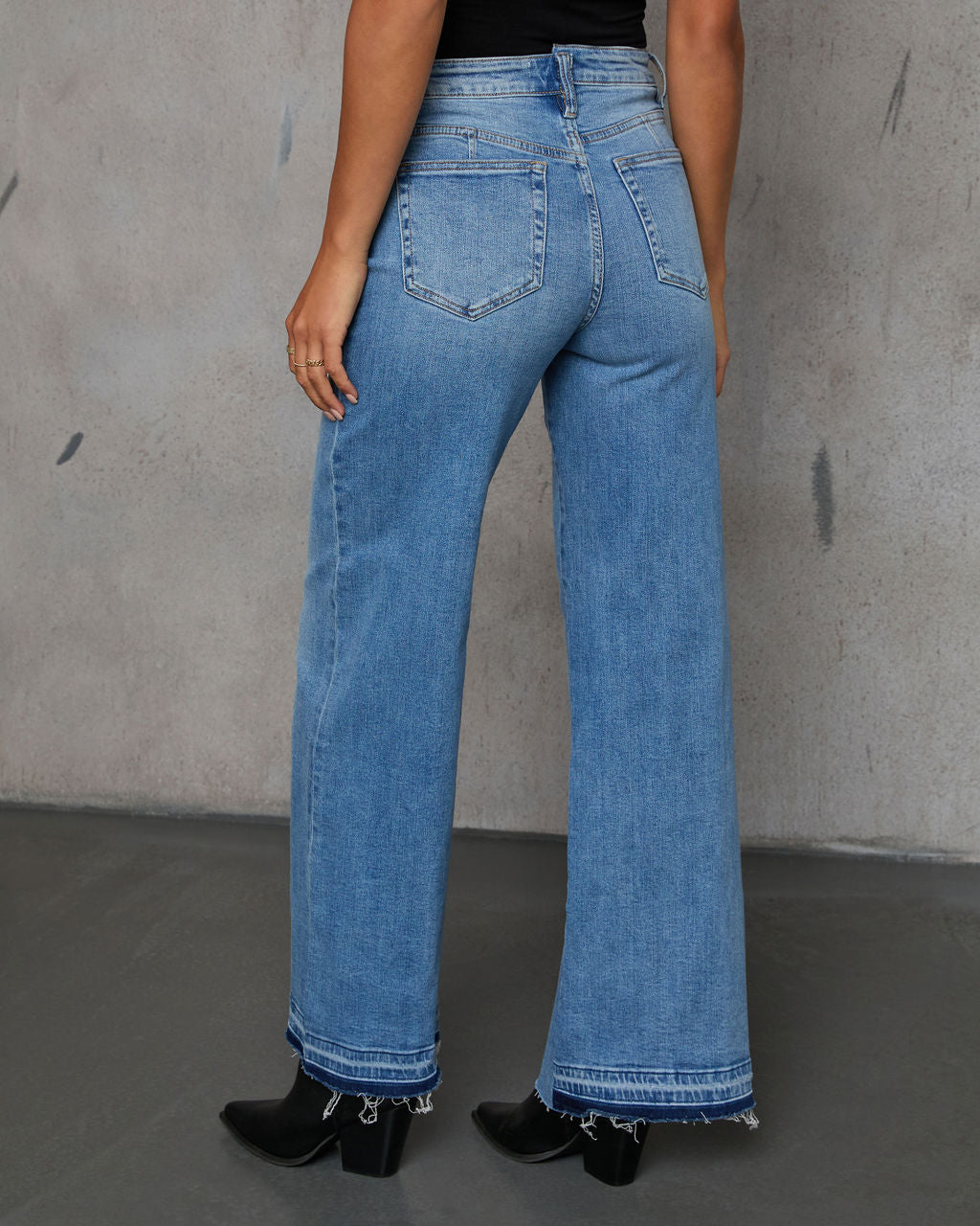 Jade Stretch High Rise Slit Wide Leg Jeans-Vogue Logic