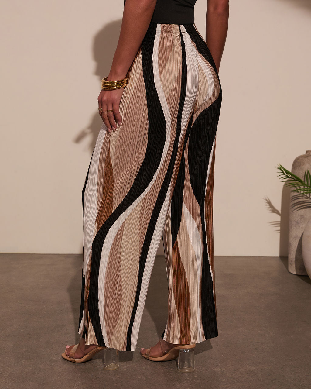 Milley Plisse Abstract Pants-Vogue Logic