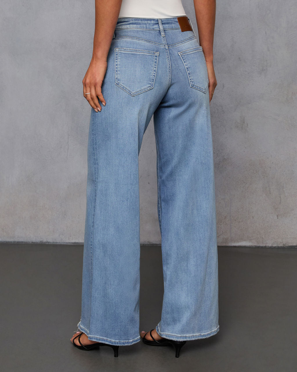 Inka Super Stretch Distressed Wide Leg Jeans-Vogue Logic