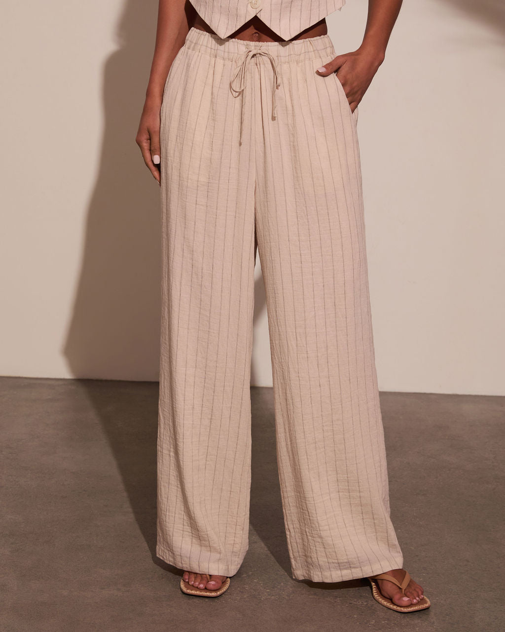 Hazel Pinstripe Wide Leg Pants-Vogue Logic