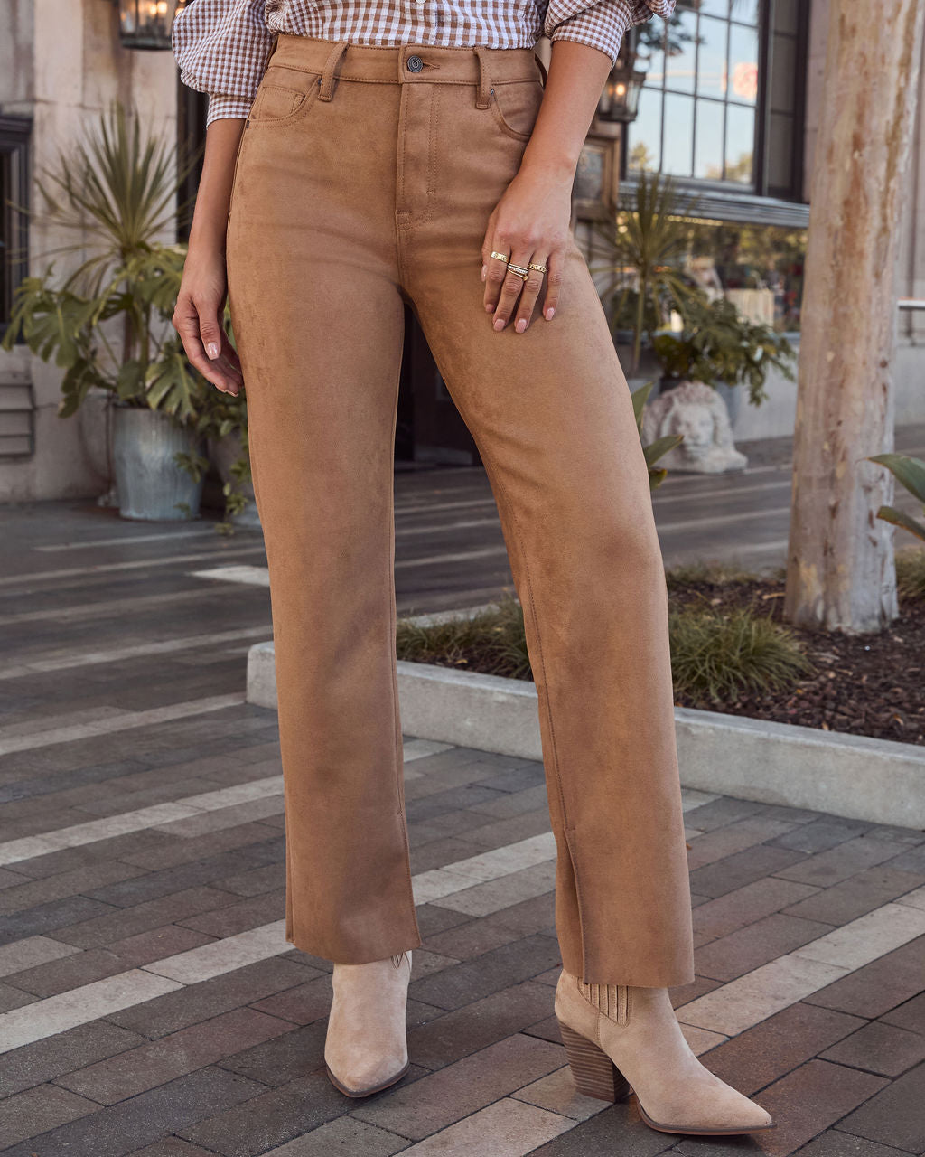 Butternut Suede Straight Leg Pants-Vogue Logic