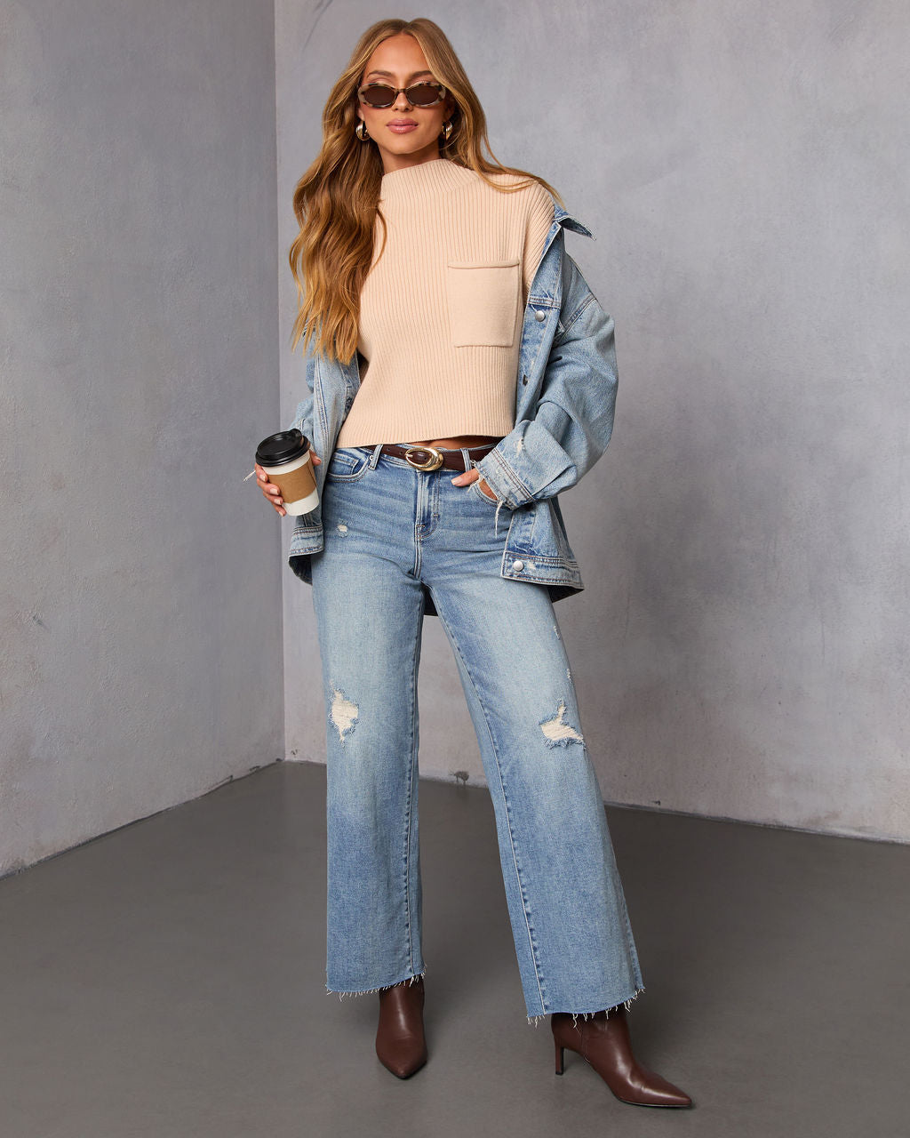 Brooke Mock Neck Short Sleeve Sweater-Vogue Logic