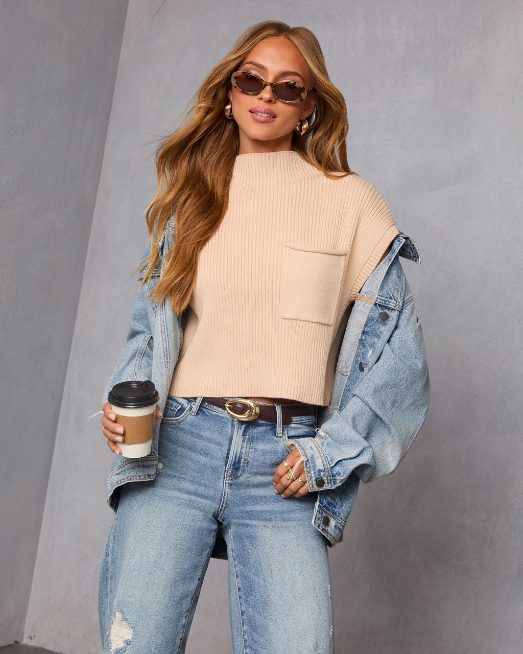 Brooke Mock Neck Short Sleeve Sweater-Vogue Logic