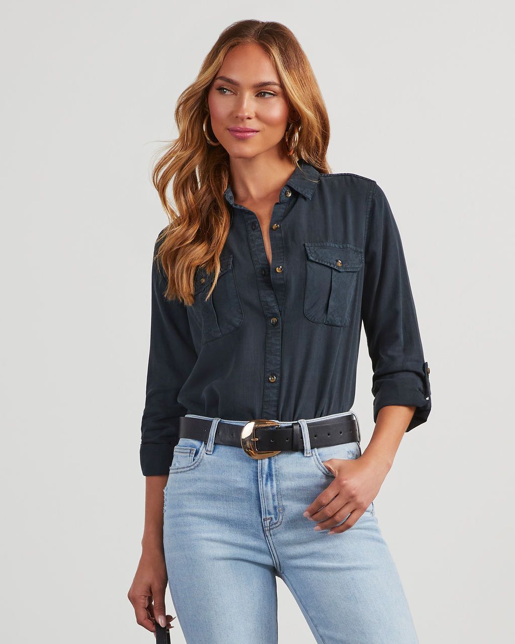 Katana Chambray Utility Top-Vogue Logic
