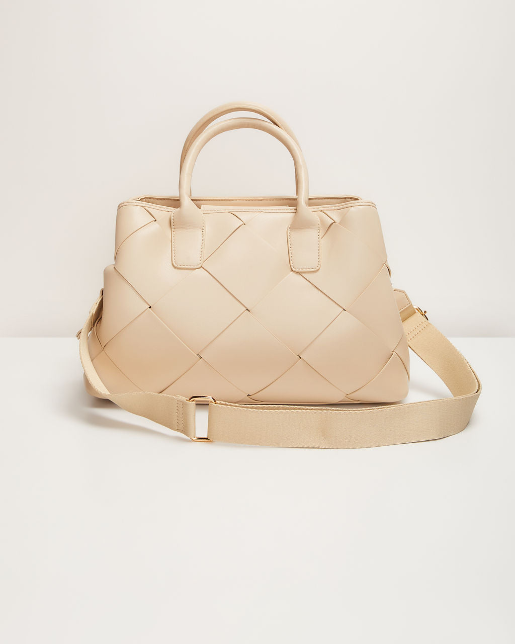 Giorgia Faux Leather Woven Top Handle Bag-Vogue Logic