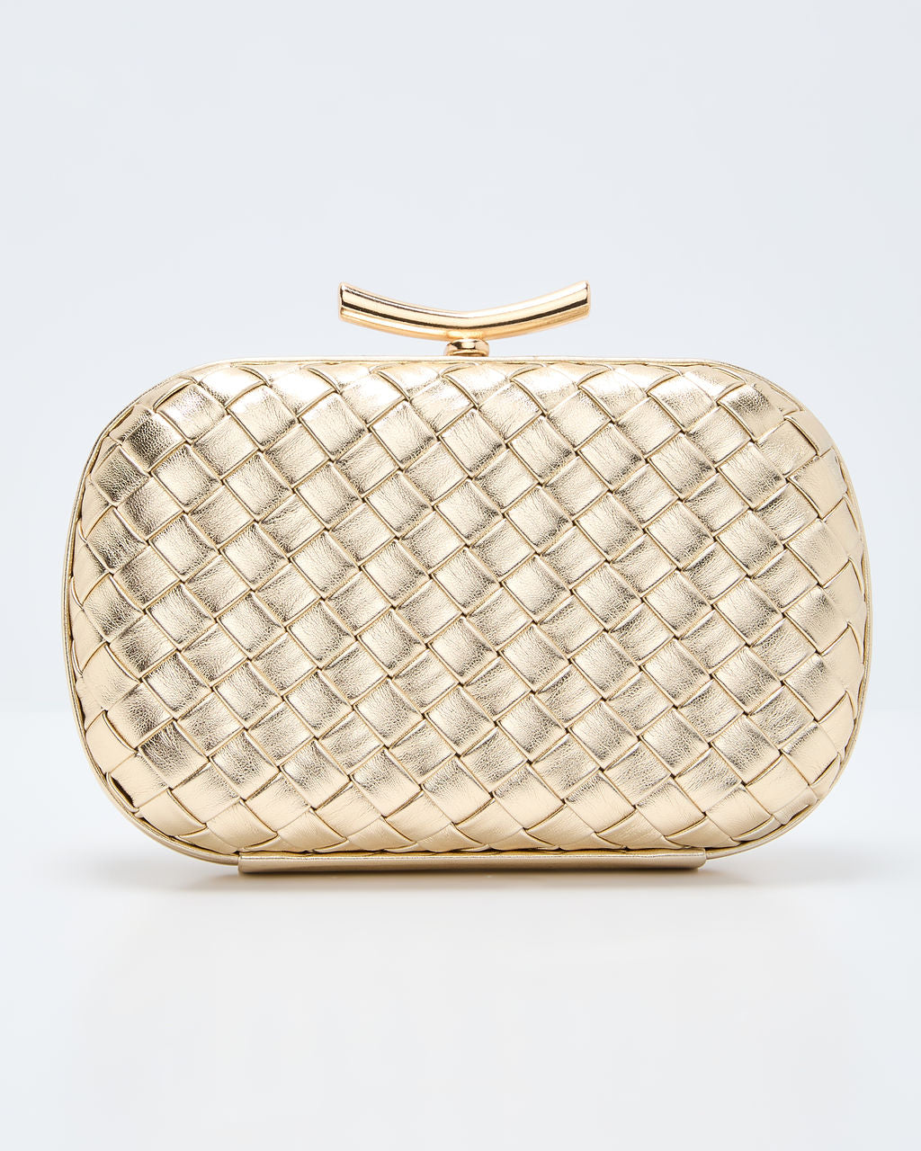 Invitation Only Faux Leather Woven Hard Case Clutch-Vogue Logic