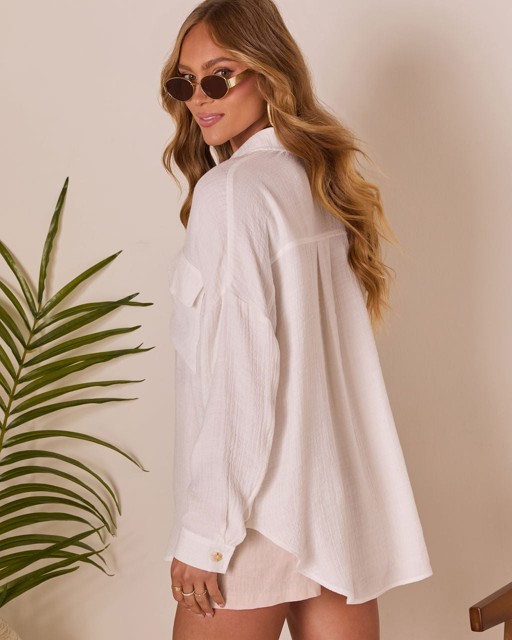 All About Sunshine Button Down Top-Vogue Logic