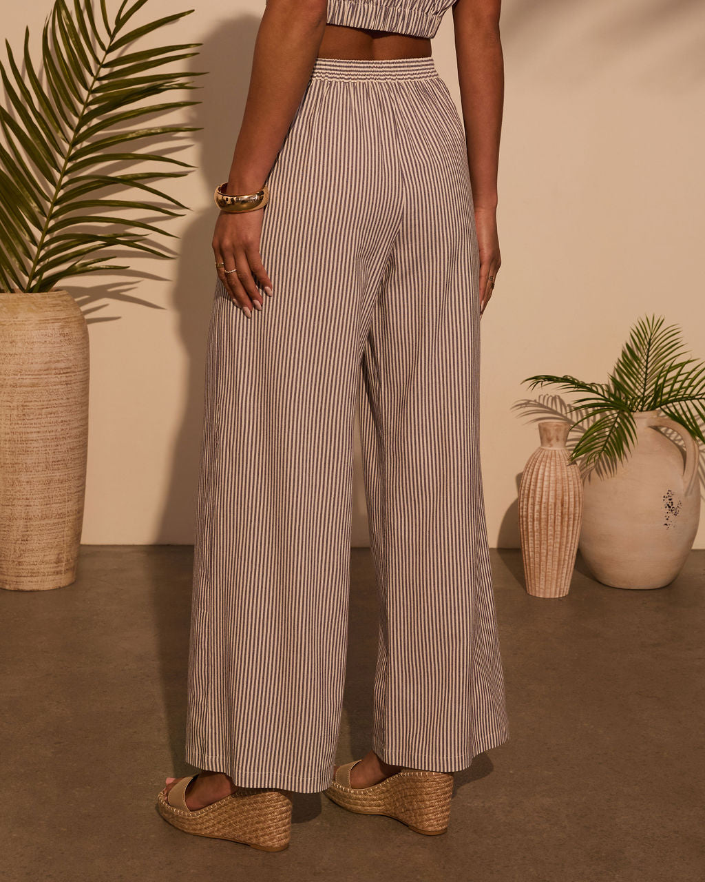 Weekend Trip Pinstripe Wide Leg Pants-Vogue Logic