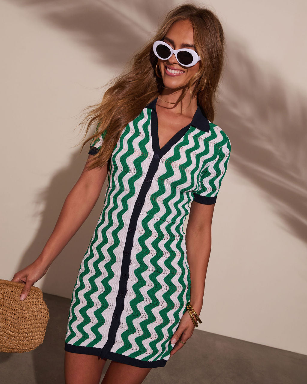 Dakota Wavy Stripe Mini Dress-Vogue Logic