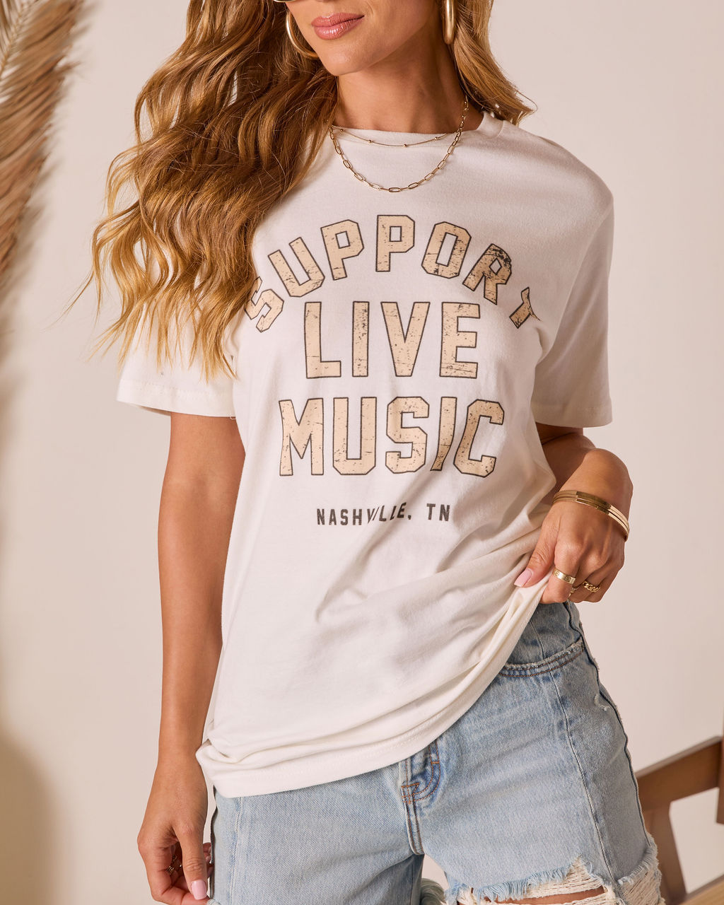 Support Live Music Short Sleeve Graphic Tee-Vogue Logic