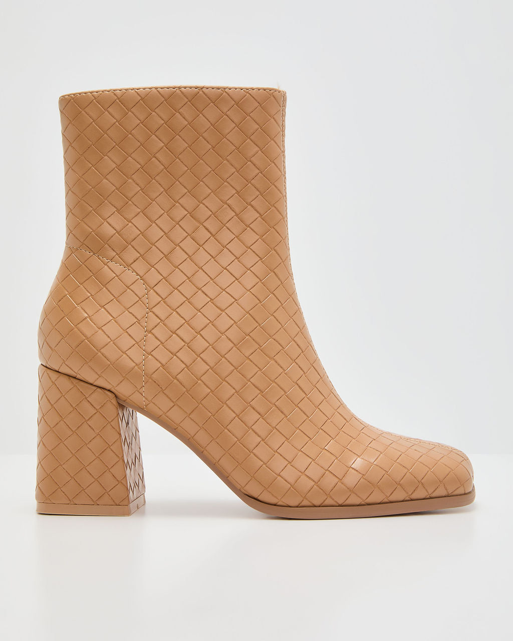 Chanie Woven Vegan Leather Booties-Vogue Logic