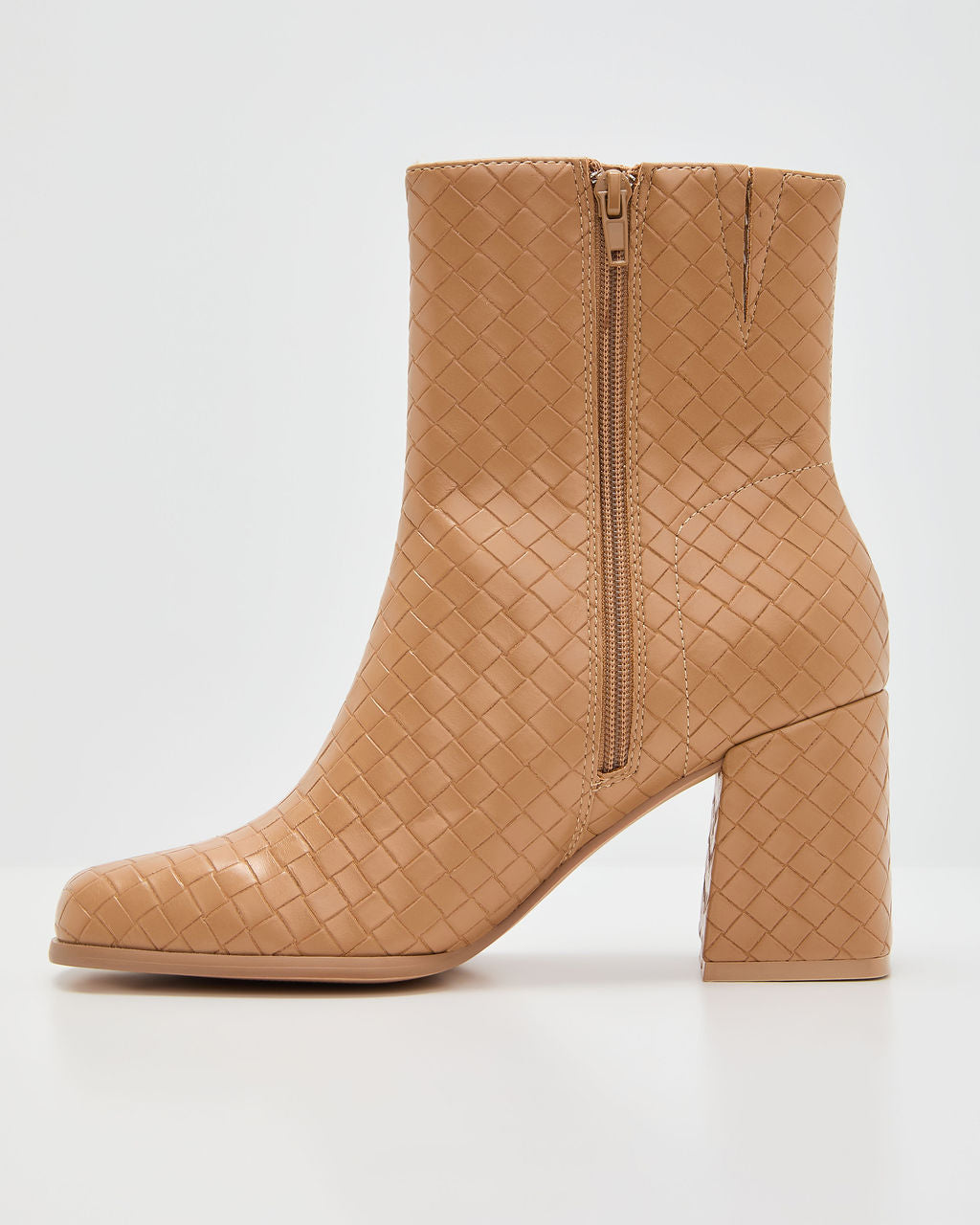 Chanie Woven Vegan Leather Booties-Vogue Logic