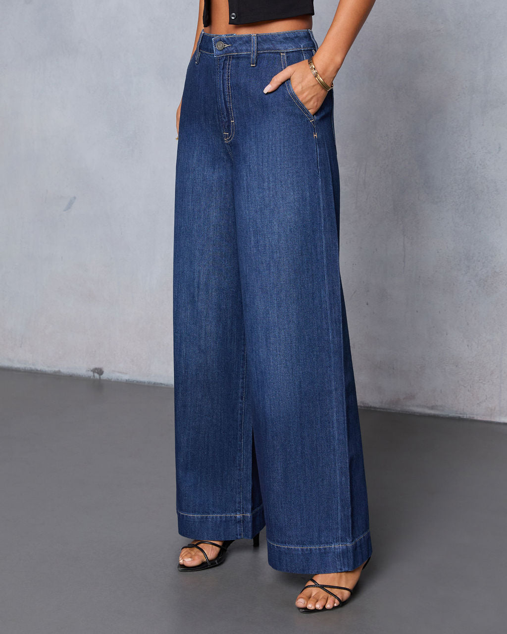 Marlenie Rigid High Rise Wide Leg Jeans-Vogue Logic