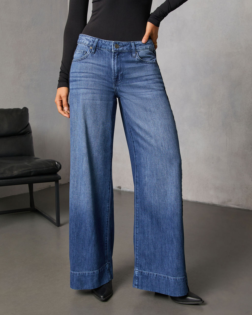 Senisa Rigid Wide Leg Jeans-Vogue Logic