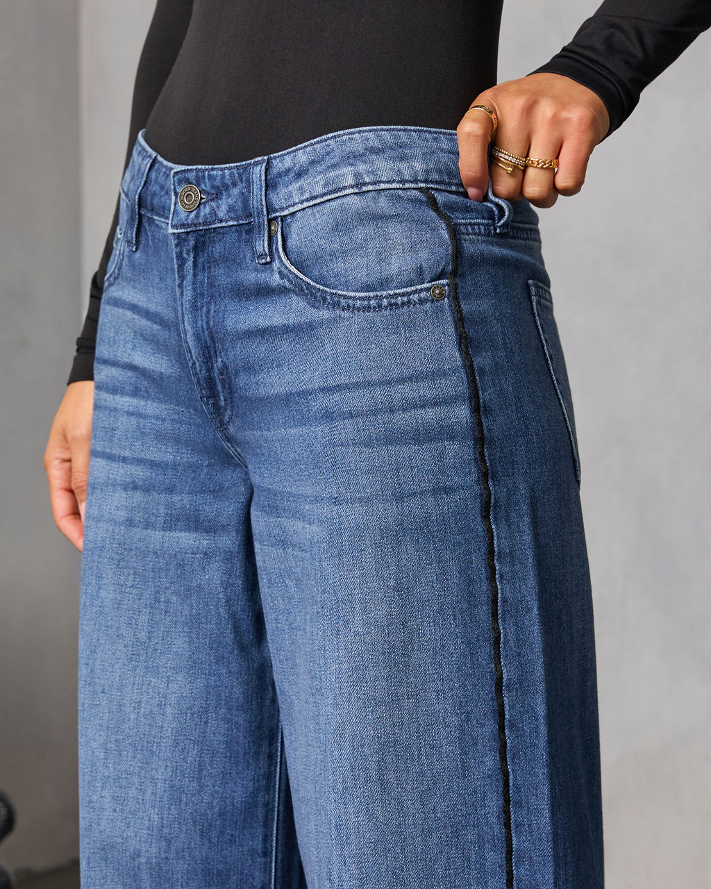 Senisa Rigid Wide Leg Jeans-Vogue Logic