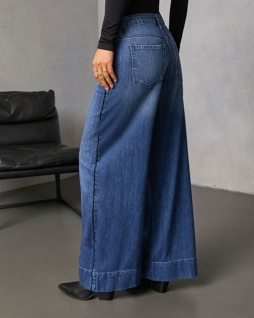 Senisa Rigid Wide Leg Jeans-Vogue Logic