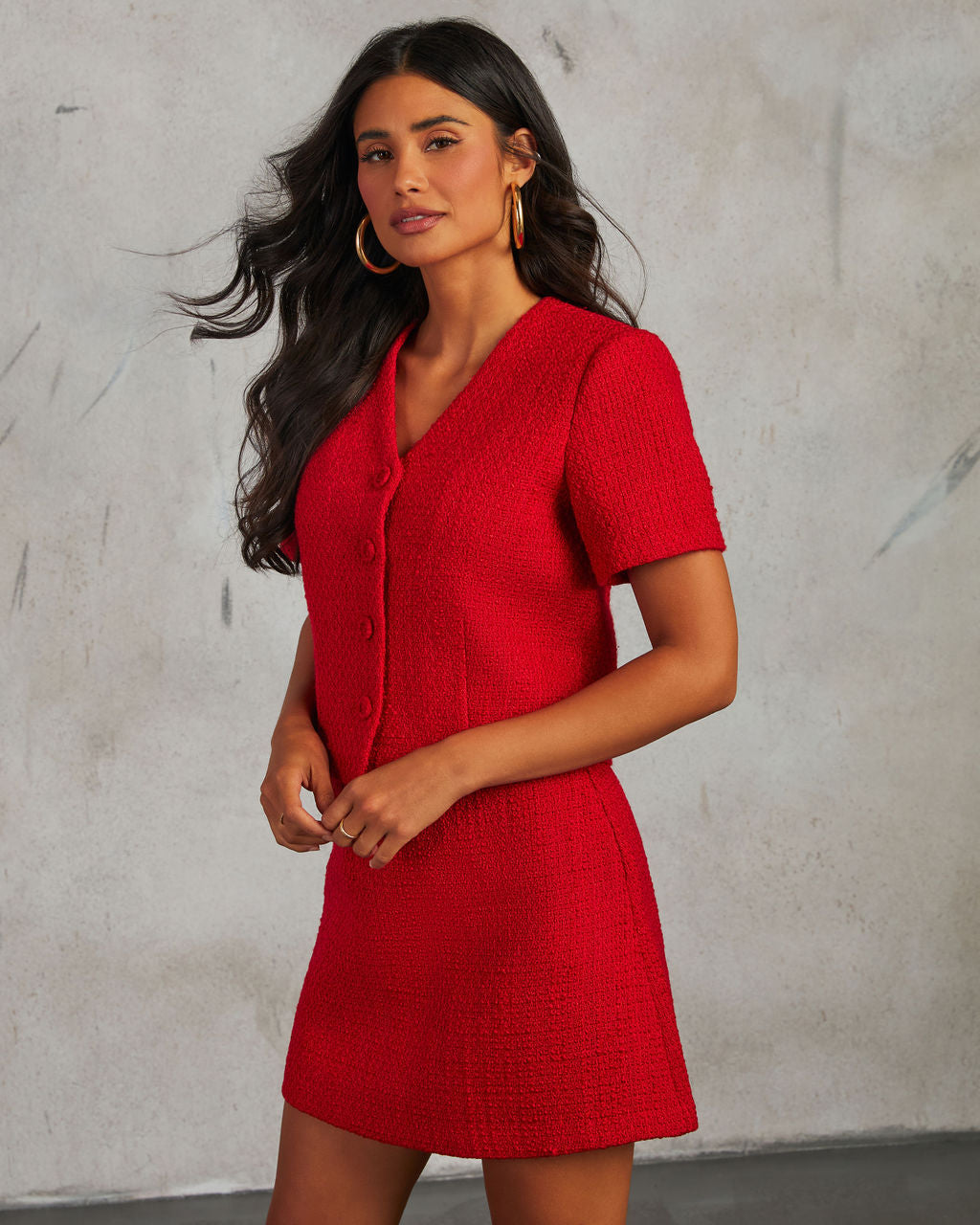 CC Me Tweed Button Down Top-Vogue Logic