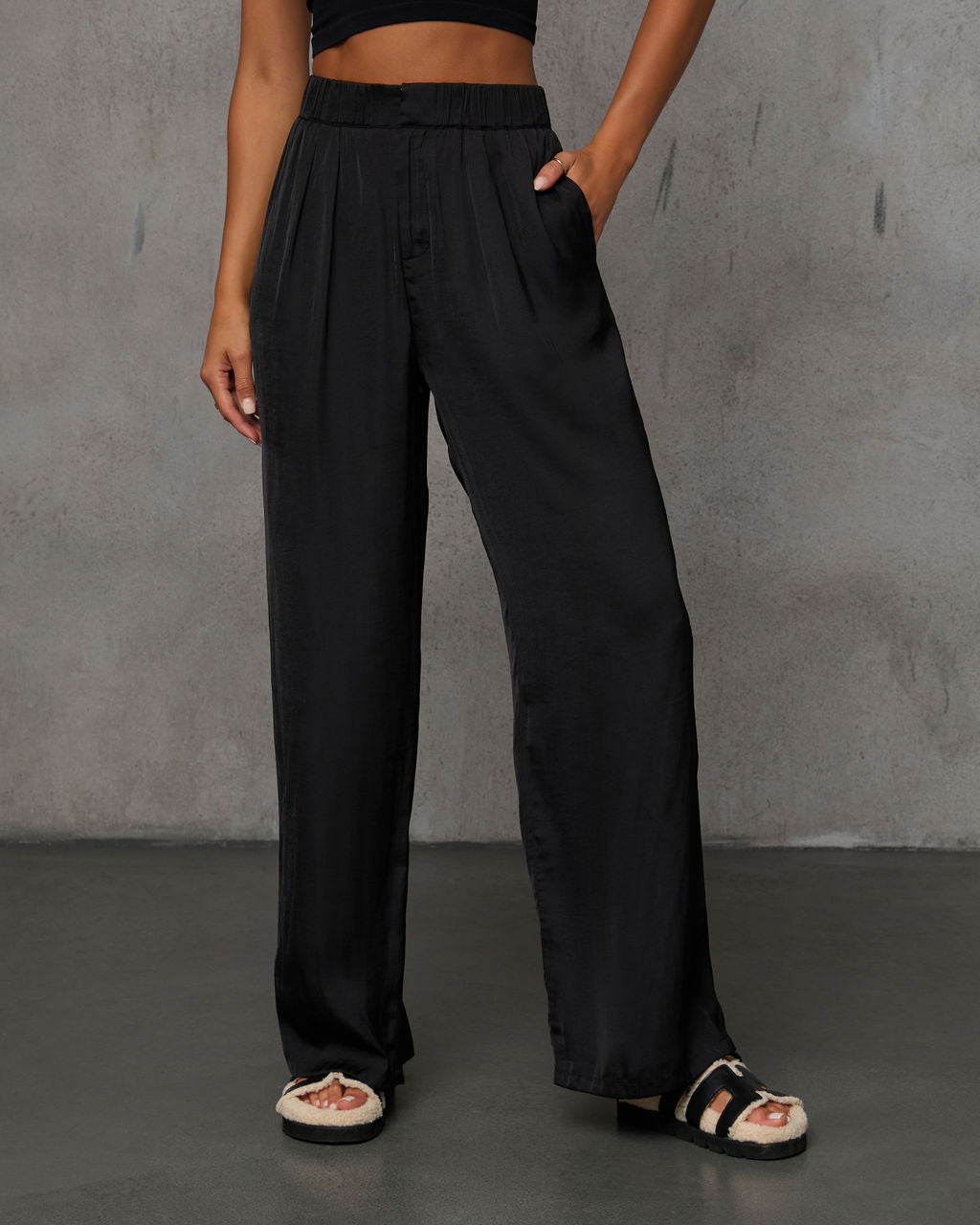 Annaline Wide Leg Satin Trouser-Vogue Logic