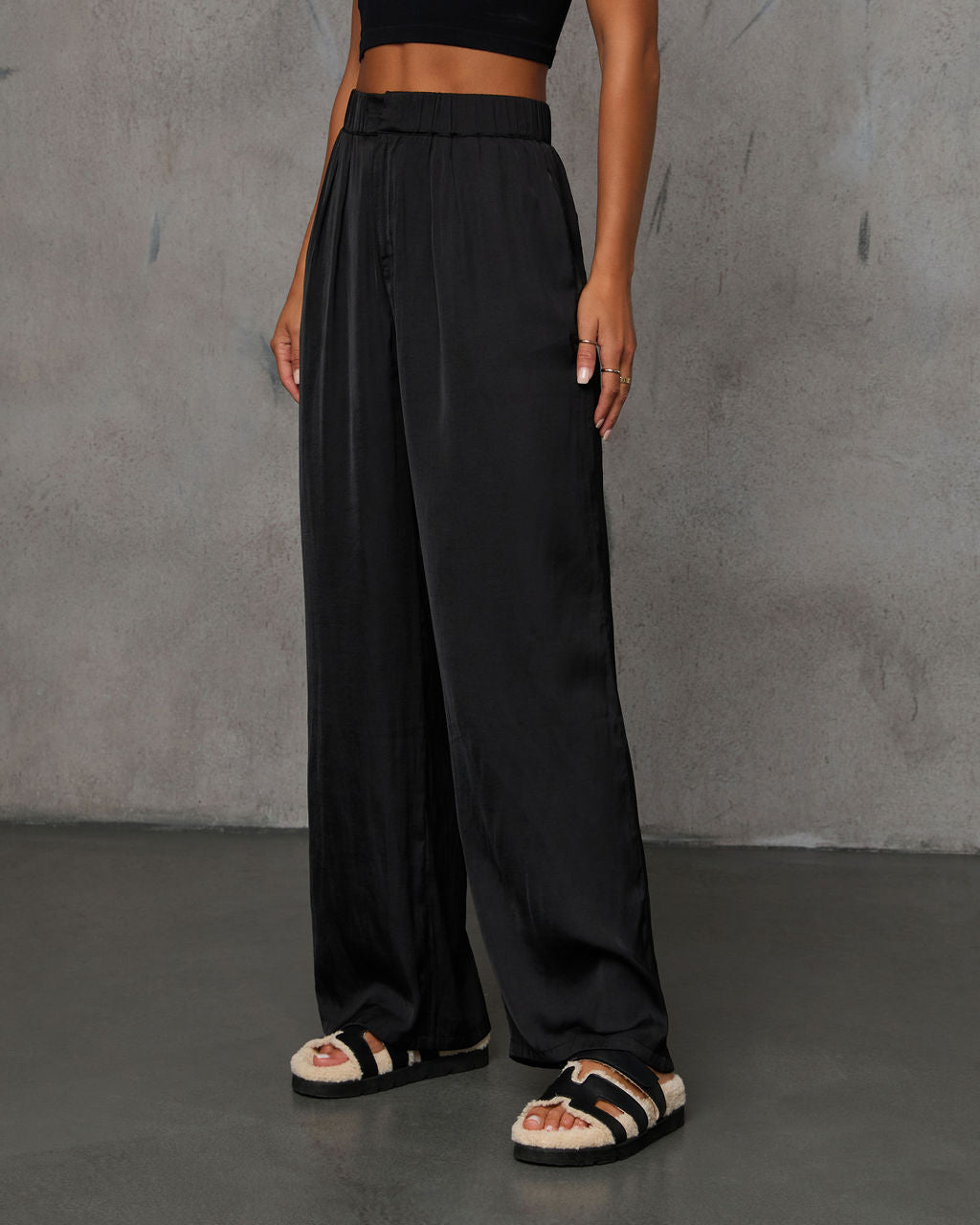Annaline Wide Leg Satin Trouser-Vogue Logic