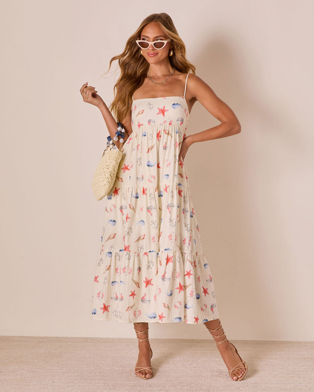 Harbor Days Nautical Print Maxi Dress-Vogue Logic