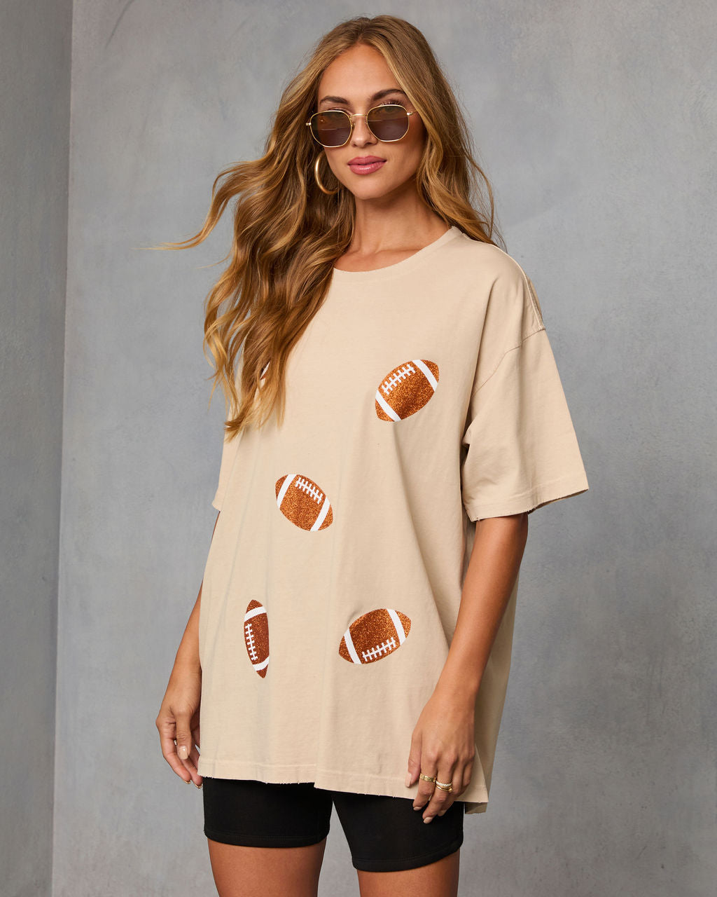 Stadium Shine Oversized Football Graphic Tee-Vogue Logic