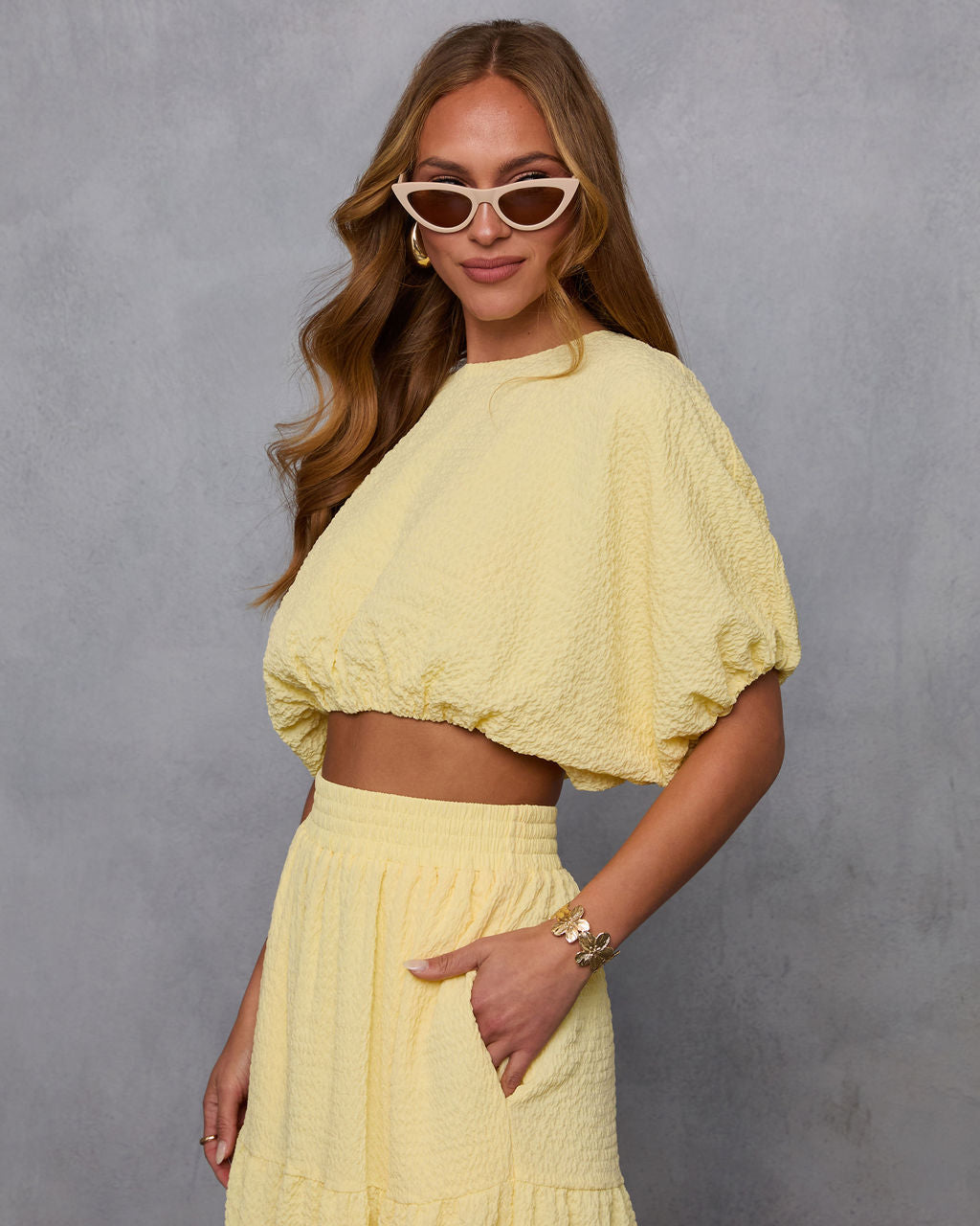 Liena Gauze Cropped Top-Vogue Logic