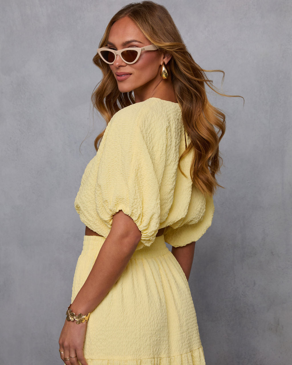 Liena Gauze Cropped Top-Vogue Logic