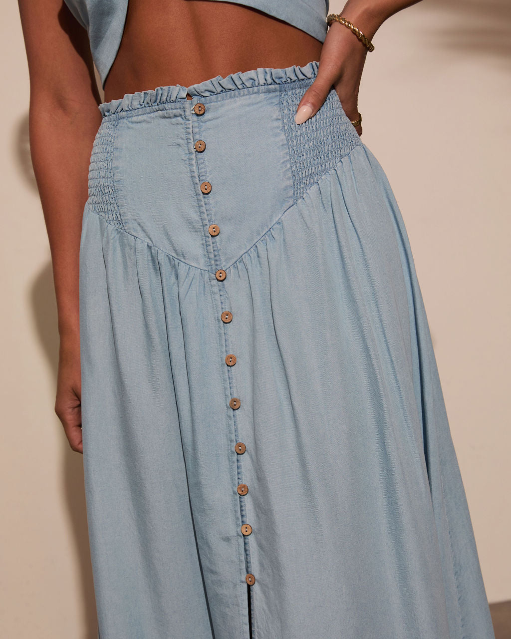 Briena Chambray Maxi Skirt-Vogue Logic