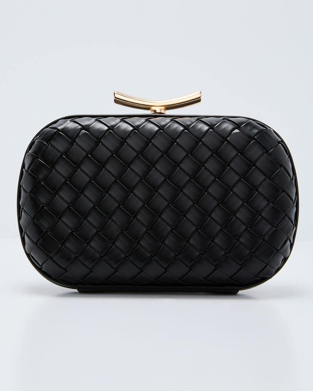 Invitation Only Faux Leather Woven Hard Case Clutch-Vogue Logic