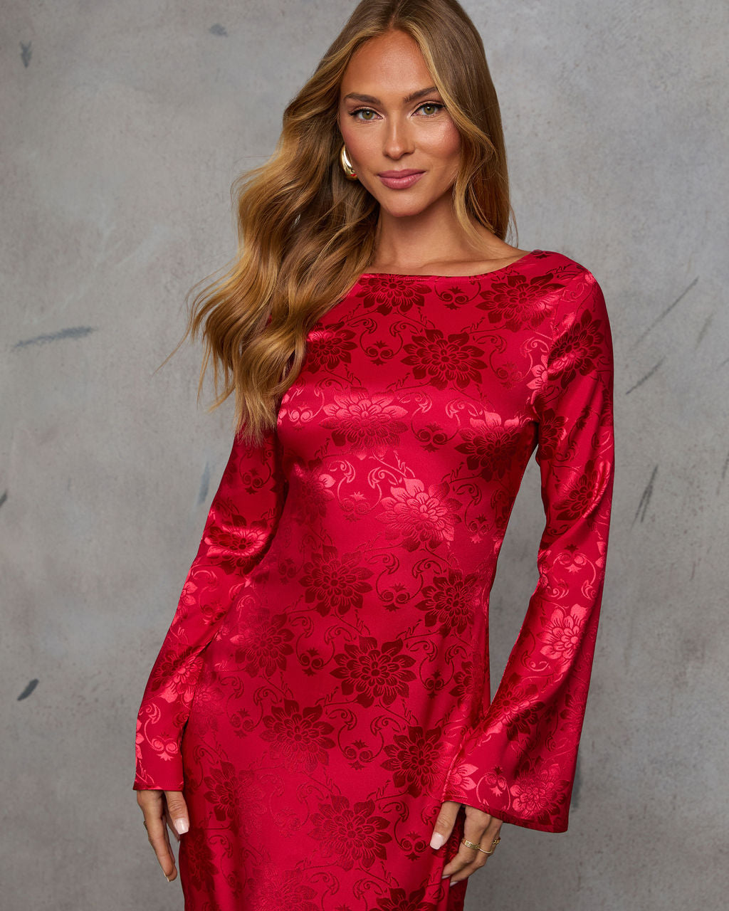 Falling In You Satin Jacquard Maxi Dress-Vogue Logic