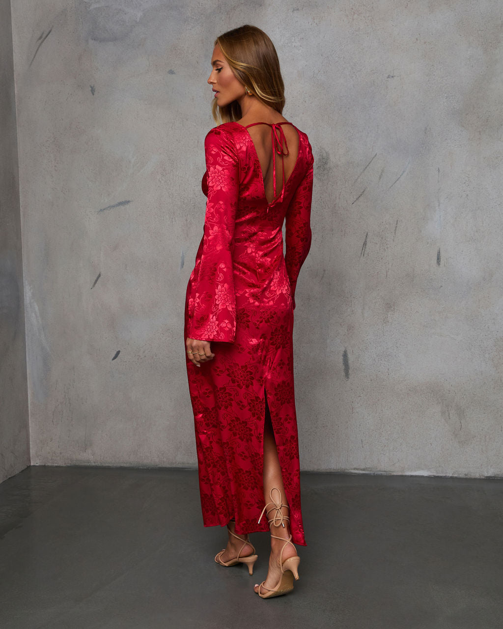 Falling In You Satin Jacquard Maxi Dress-Vogue Logic