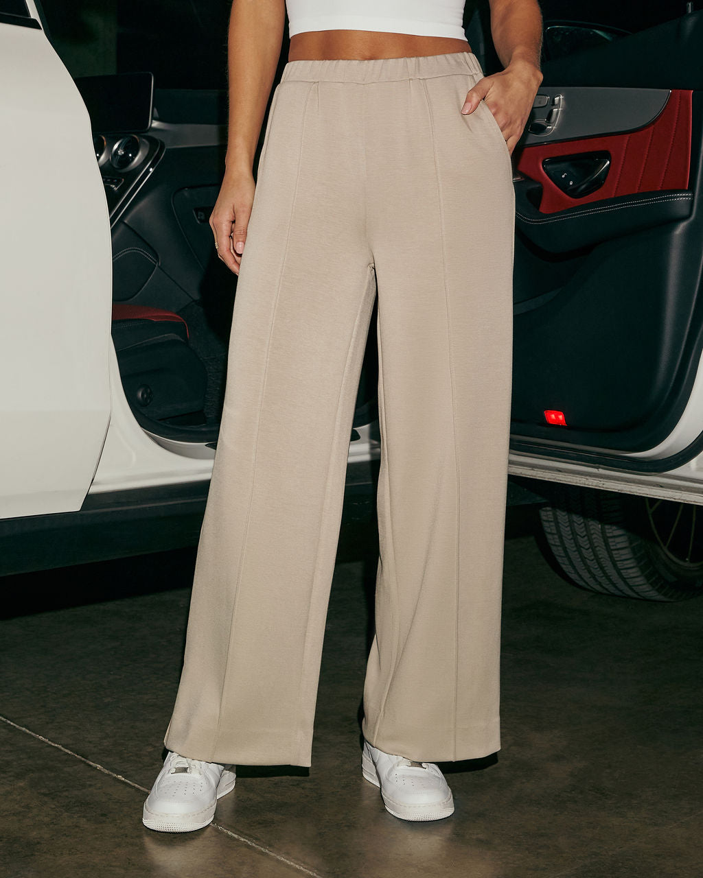 On The Way Sporty Wide Leg Pants-Vogue Logic