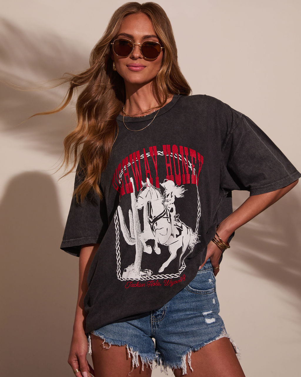 Highway Honey Short Sleeve Graphic Tee-Vogue Logic