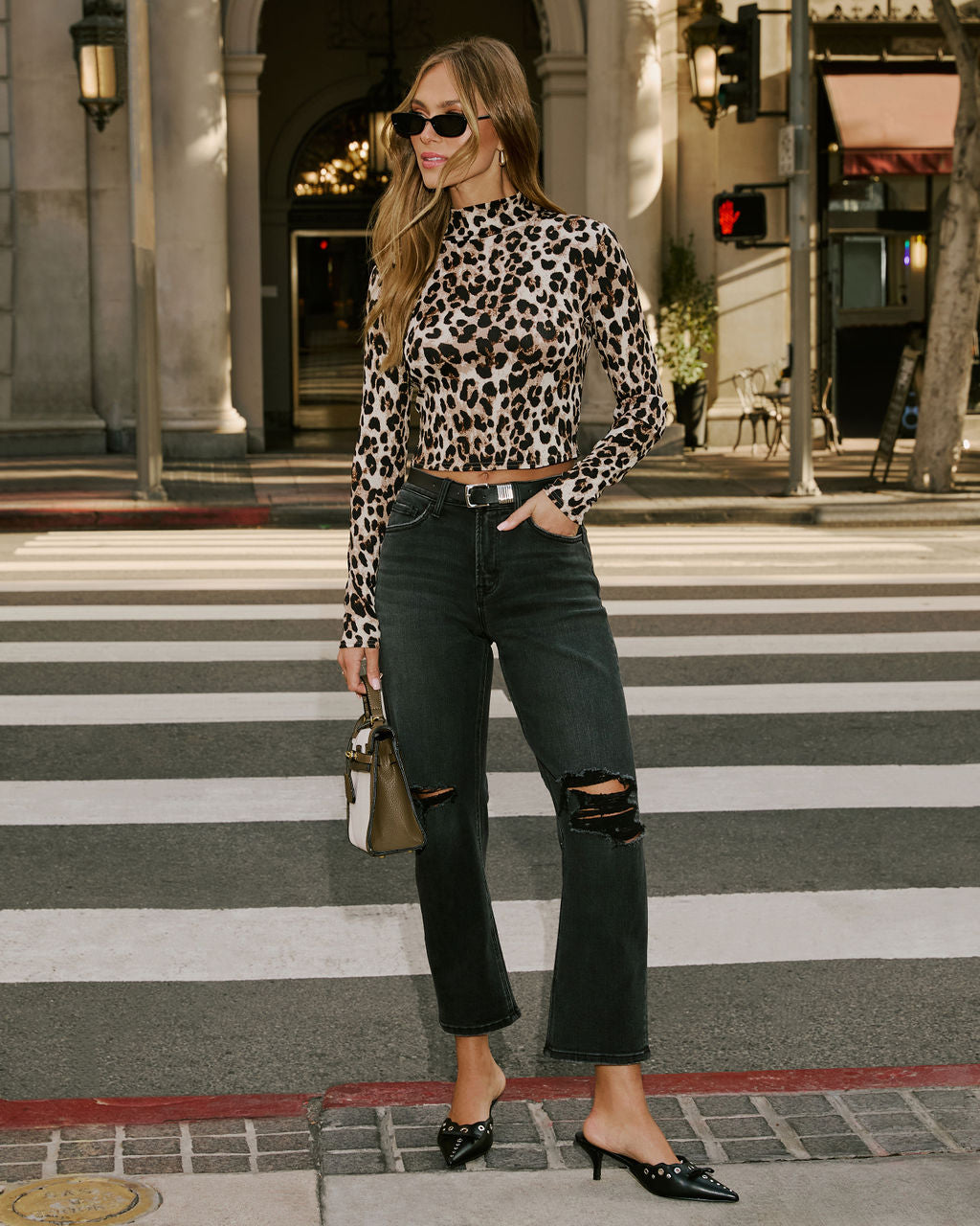 Giuliana Animal Print Mockneck Top-Vogue Logic