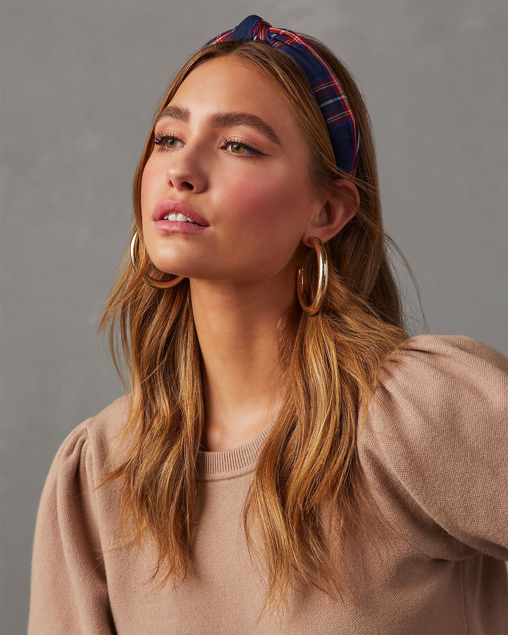 Traditions Plaid Twist Headband-Vogue Logic