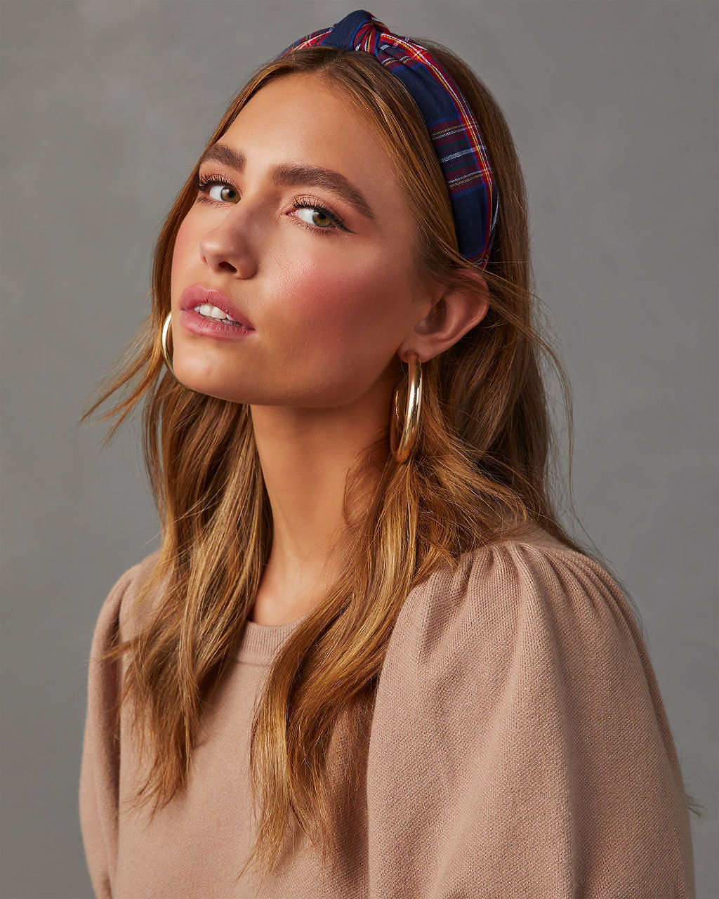 Traditions Plaid Twist Headband-Vogue Logic