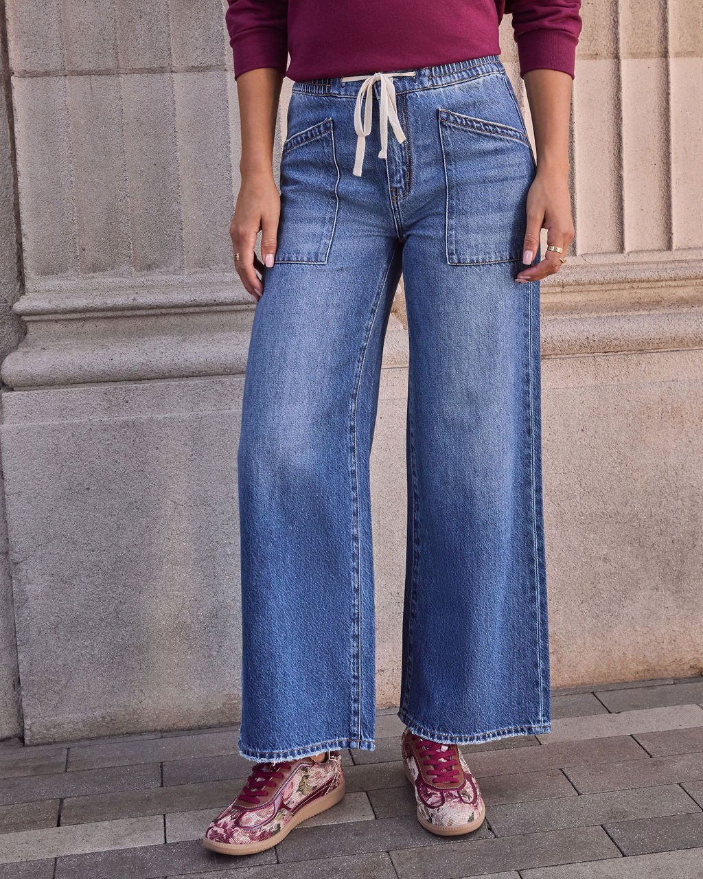 Tallie Rigid Drawstring Wide Leg Jeans-Vogue Logic