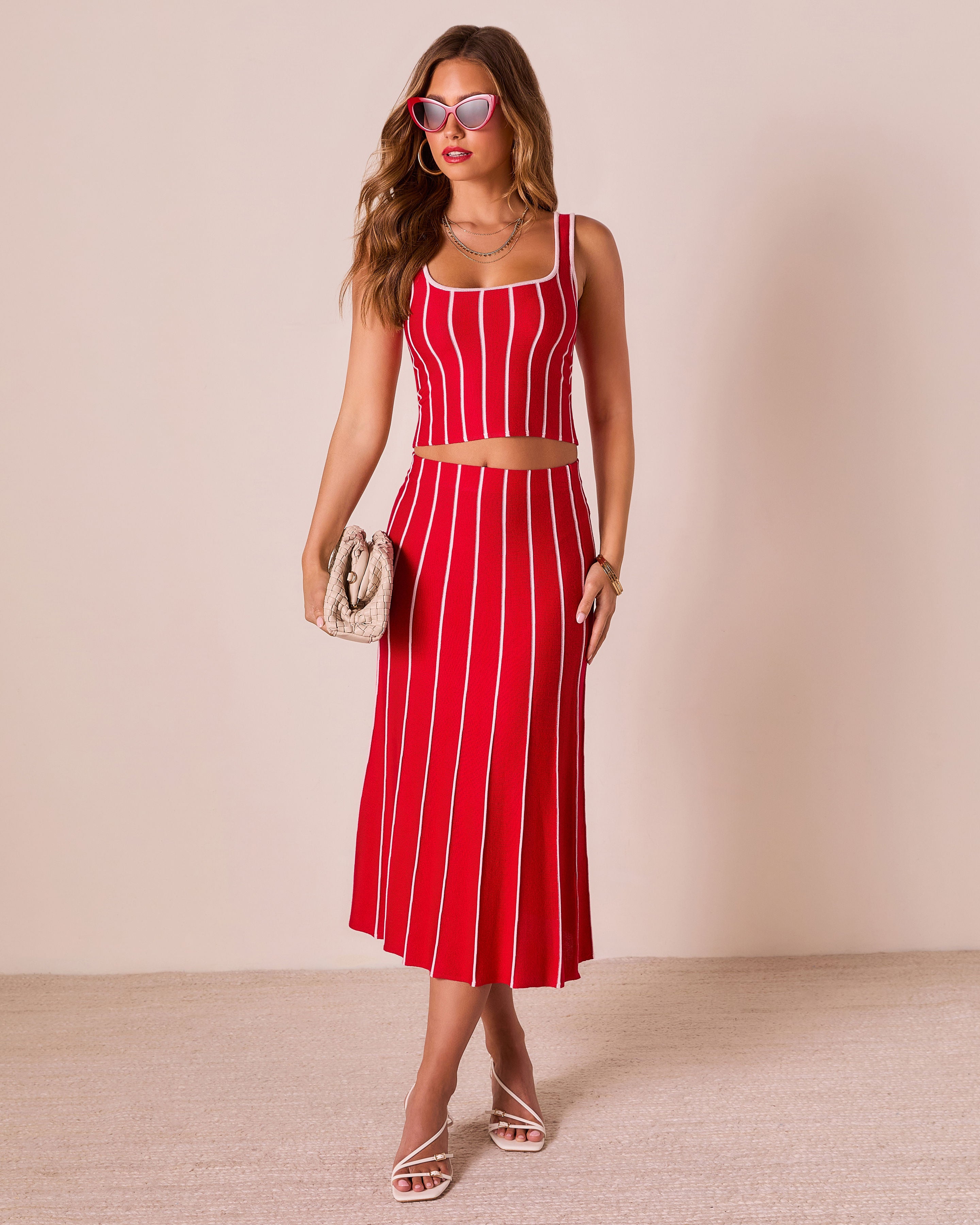 Ashlin Contrast Striped Maxi Skirt-Vogue Logic