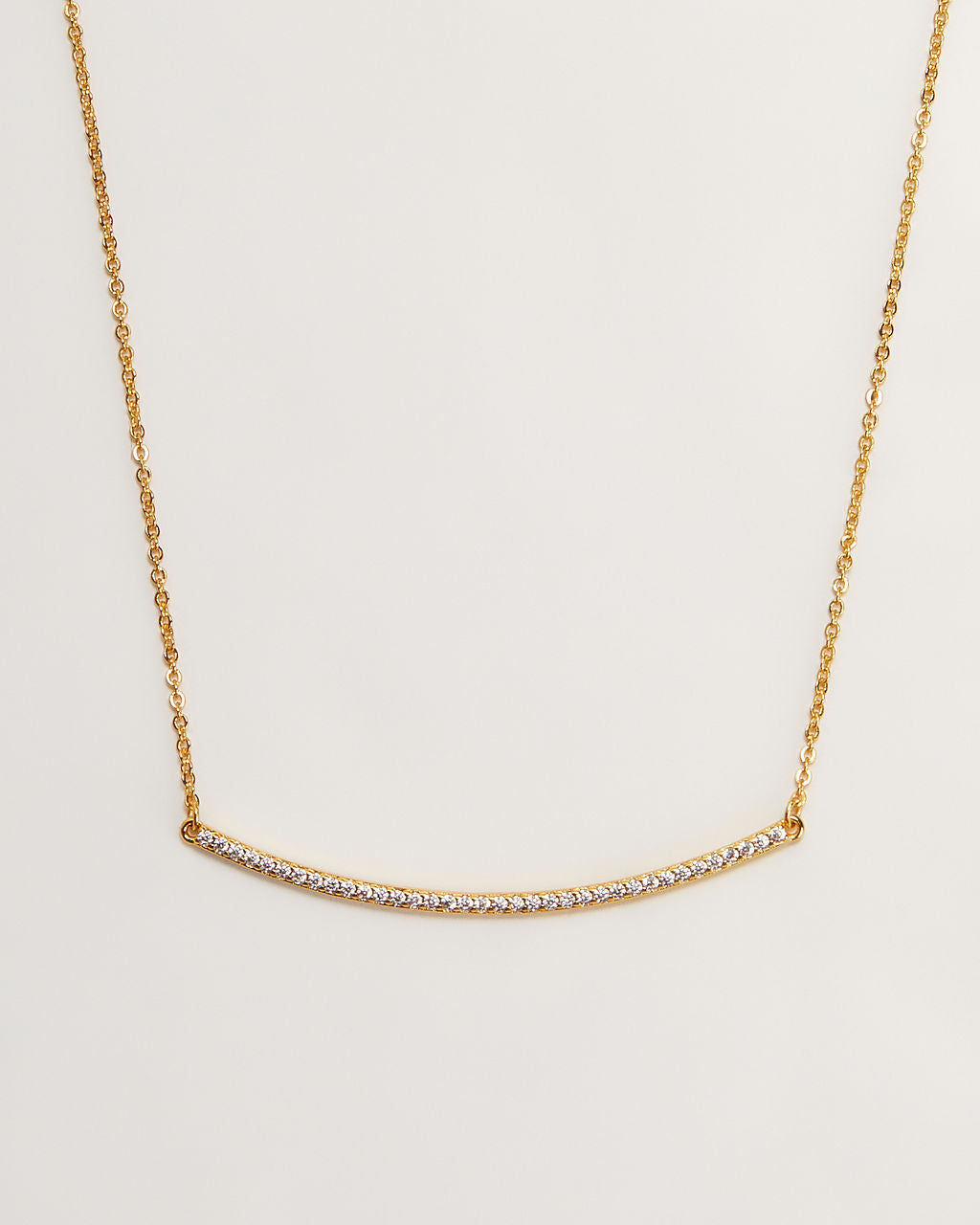 Simple Bar 18k Gold Plated Rhinestone Necklace-Vogue Logic