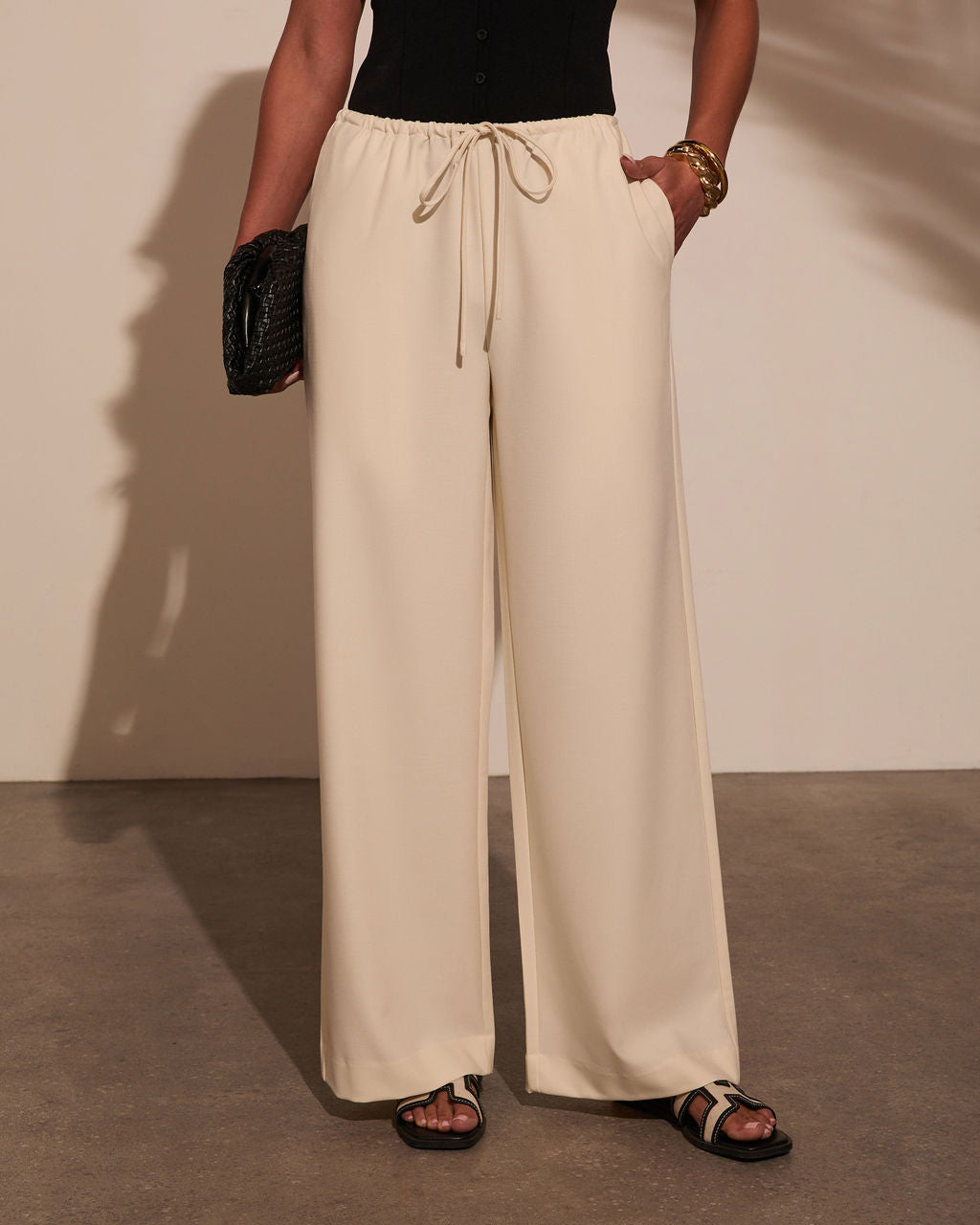 Before Daylight Wide Leg Waist Tie Pants-Vogue Logic